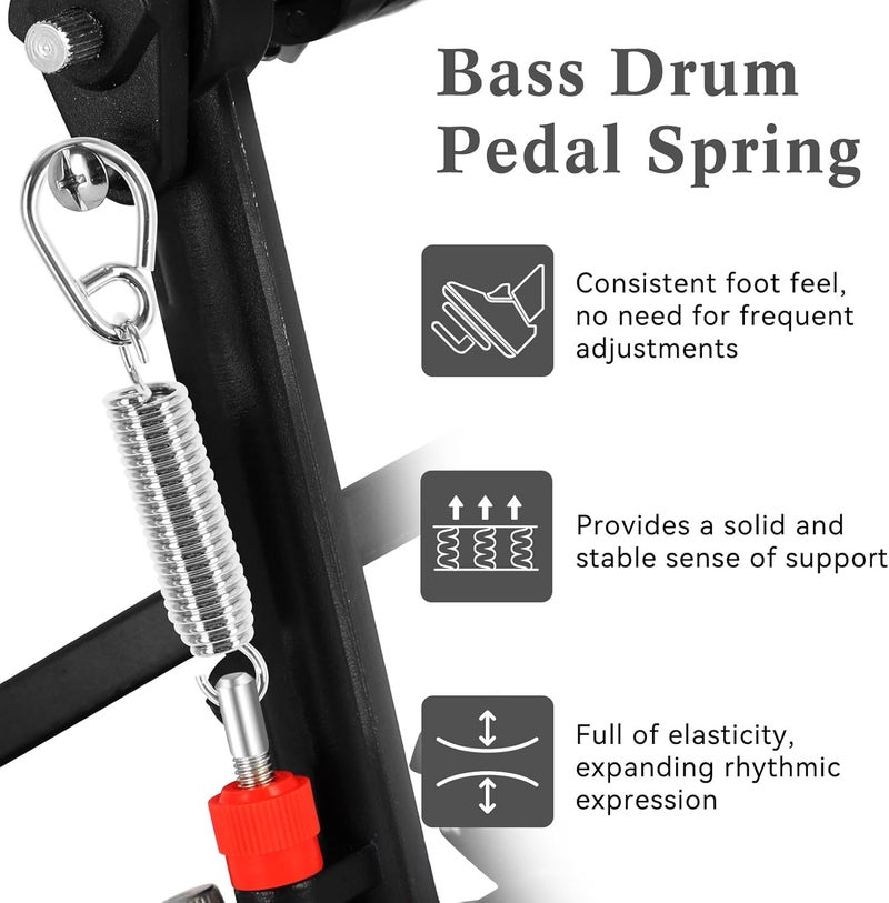 RANMING Bass Drum Pedal Spring 2Pcs Standard Replacement Kick Pedal Springs with Hook Carbon Steel Bass Drum Spring for Single&Double Drums Pedals Prcussion Instrument Hardware Parts - Image 5